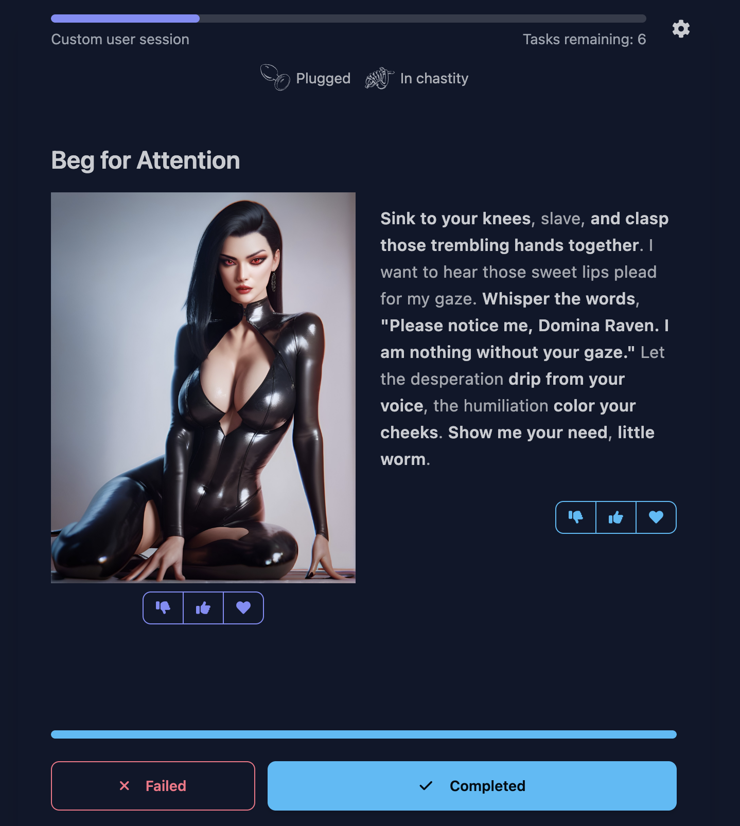 Screenshot of TaskGoddess session in action